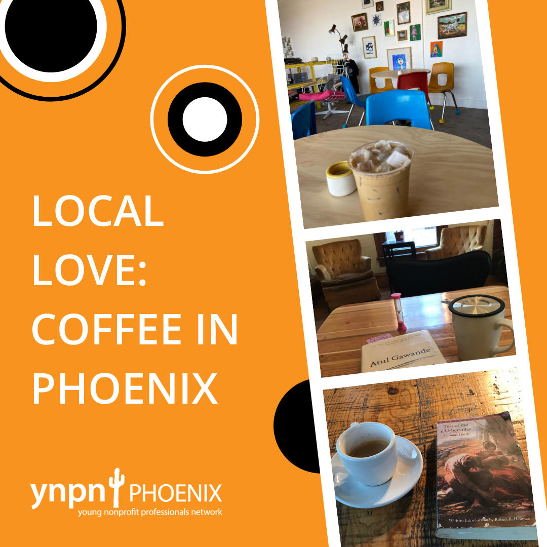 Graphic with photos at Pip Coffee + Clay, Songbird Coffee, and Sip Scottsdale.